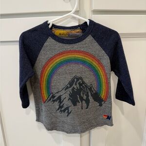 Aviator Nation Kids Long Sleeve Rainbow Mountain Tee - Gray and Navy